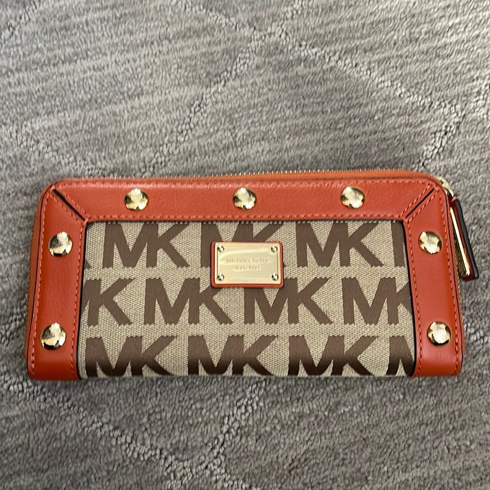 NWT Michael Kors orange branded wallet